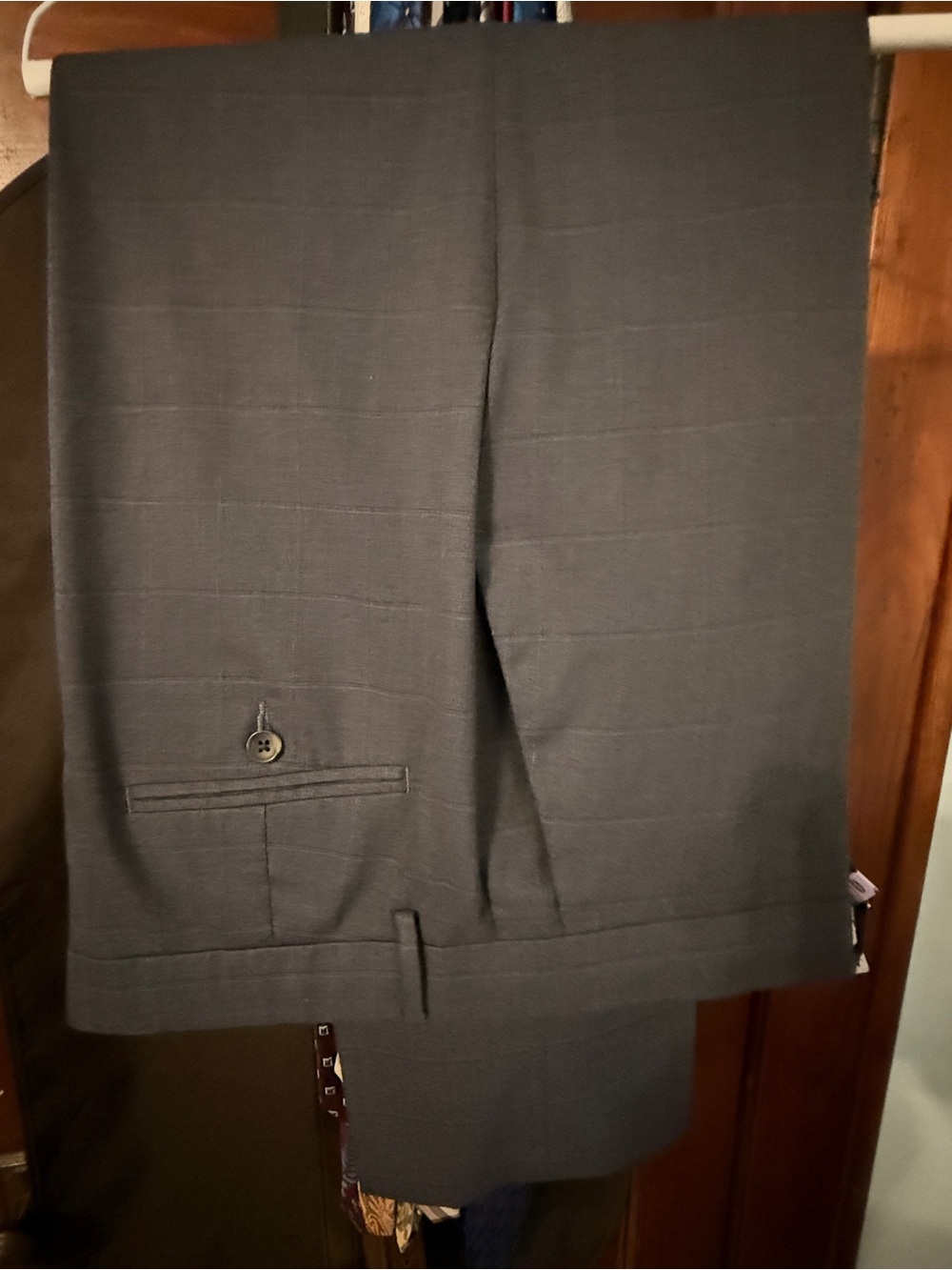 Haggar Men's Dark Gray Windowpane Dress Pants - Classic Suit Trouser